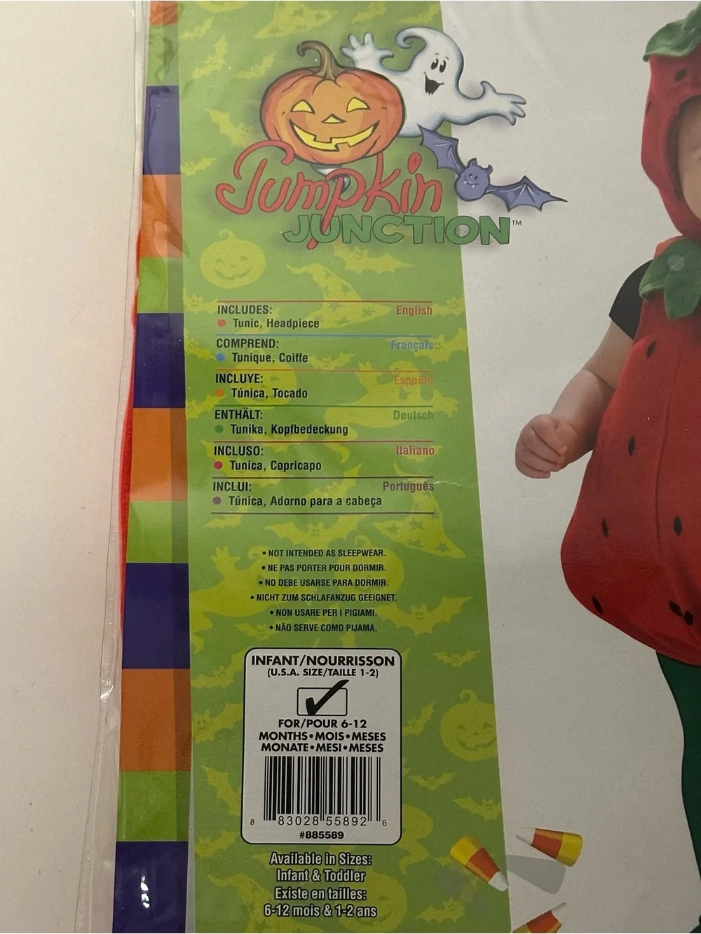 Pumpkin Junction Baby 6-12M Berry Cute Strawberry Halloween Costume Rubies NEW
